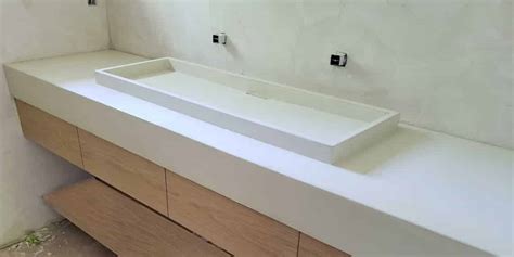 Shallow Concrete Trough Vessel Sink With Countertop Concrete Designs