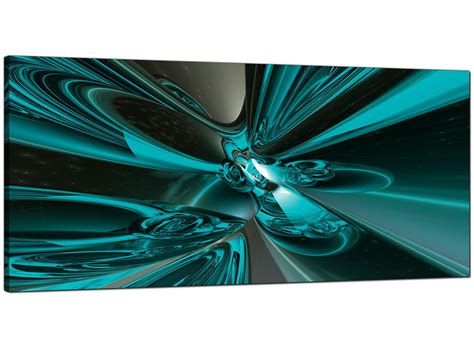 Teal Abstract Canvas Pictures 120cm X 50cm Beham