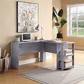 BELLEZE Kent L-Shaped Home Office Desk, Wood Corner Computer Desk ...