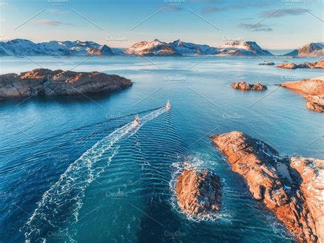 Aerial View Of Fishing Boats Rocks By Den Belitsky On Creativemarket