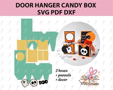 Door Hanger Candy Box Halloween Treat Box Svg Box Template Etsy