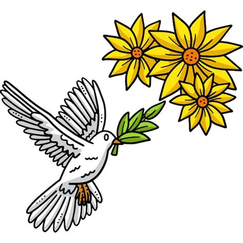 Premium Vector Bird And Flower Cartoon Colored Clipart