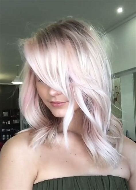 ♥️ pinterest deborahpraha ♥️ platinum blonde hair with a hint of pastel pink hair color