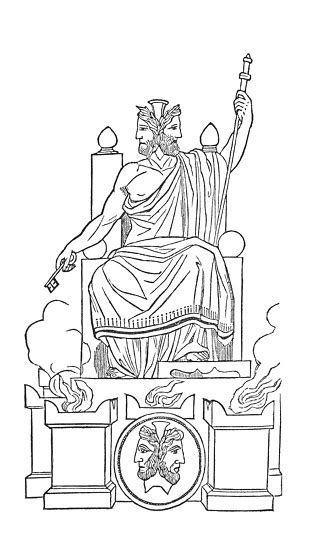 Ilustrasi Dewa Romawi Antik Janus Ilustrasi Stok Unduh Gambar