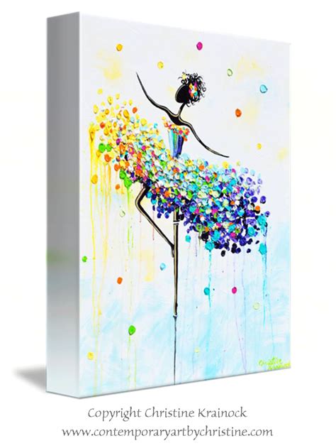 Dancer En Pointe Giclee Print Art Abstract Dancer Painting Colorful