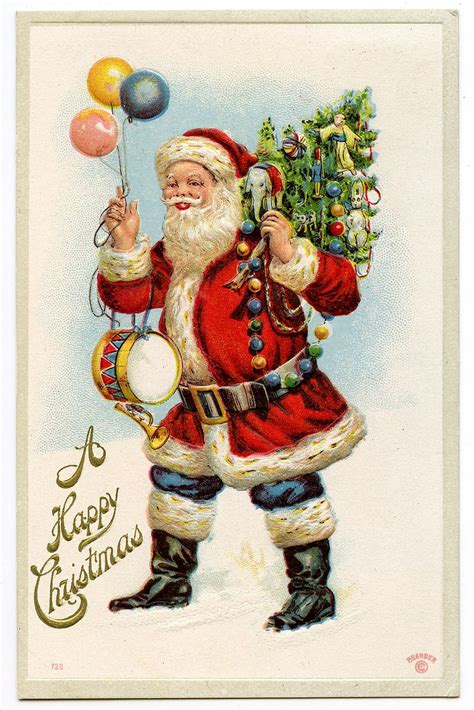 Vintage Graphic Classic Santa With Balloons The Graphics Fairy