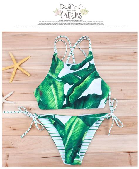 2019 new sex women bikini swimwear bikini leaves print swimsuit fashion free nude porn photos