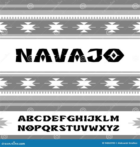 Navajo Font In The Style Of Ornaments Of Indian Tribes Stock Vector