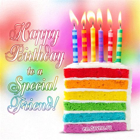 Rainbow Cake With Candles  Animated Birthday Card For A Special