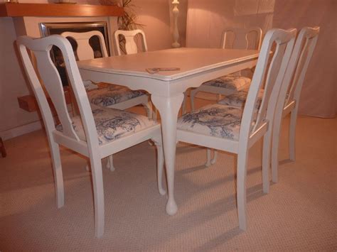 Shabby Chic Extendable Dining Table With 6 Chairs Painted Vintage