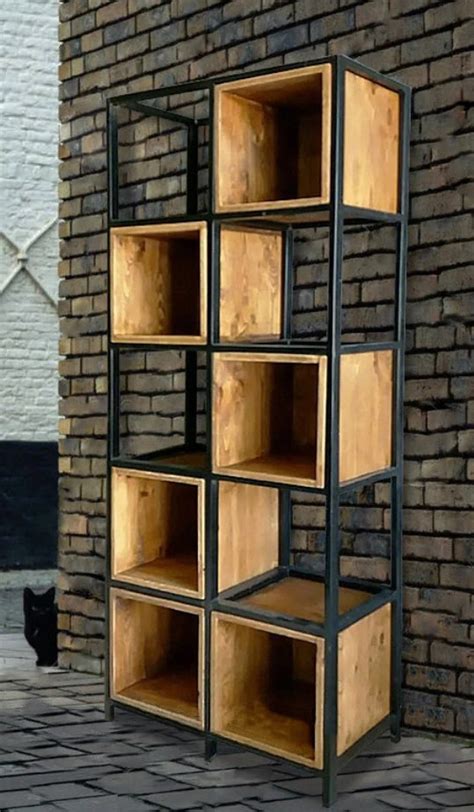 Open Metal Wood Bookcase Custom Bookcaseindustrial Etsy Em 2021