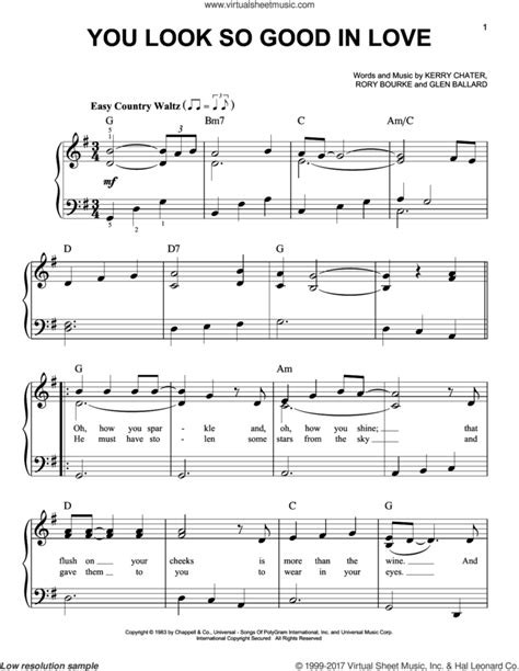 Strait You Look So Good In Love Sheet Music For Piano Solo
