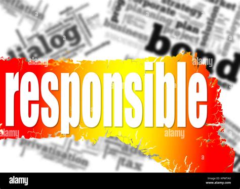Word cloud with responsible word Stock Photo - Alamy
