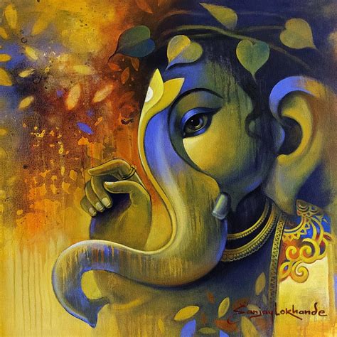 Buy Ganesha 1 Painting With Acrylic On Canvas By Sanjay Lokhande