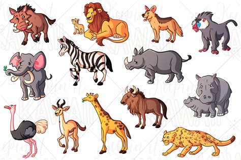 African Animals Clip Art Illustration Par Keepinitkawaiidesign