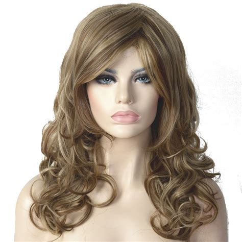 Strongbeauty Womens Wigs Natural Blonde Mix Long Curly Hair Synthetic Full Wig Synthetic Wigs