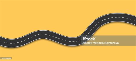 Top View On Road Map Curve Highway Roadway Vector Infographic Stok