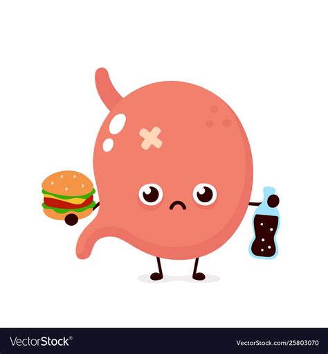 Sad Unhealthy Sick Stomach With Bottle Royalty Free Vector