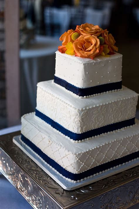 Navy And Orange Wedding Cake Orange Wedding Cake Wedding Cake Navy