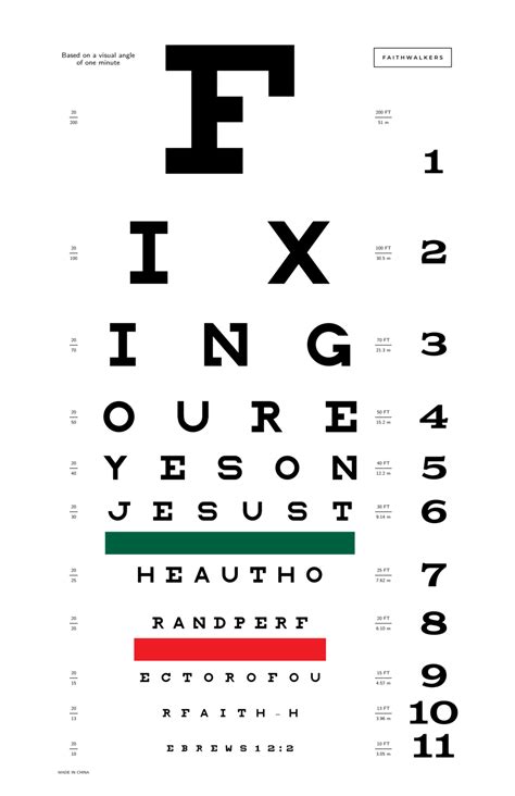 Faithwalkers East Eye Chart Eye Chart Printable Eye Test Chart