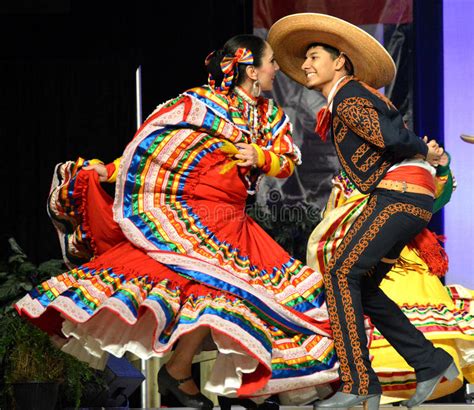 Traditional Mexican Dancer Red Dress Spreading Stock Editorial Photo