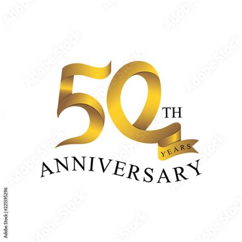 50th Anniversary Years Ribbon Number Gold Color Stock Vector Adobe Stock