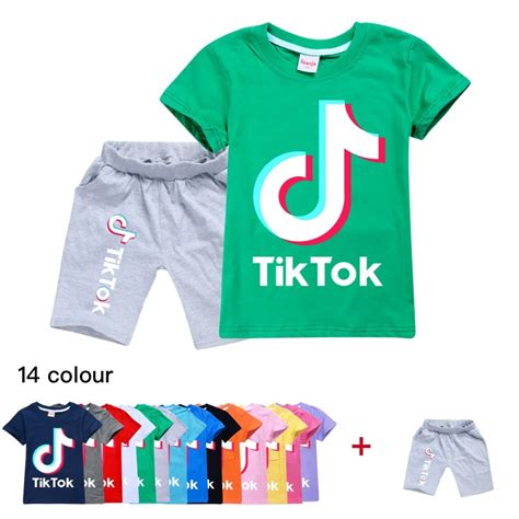 Tik Tok Children Sets Summer Short Sleeve Boys Clothes Set Cotton Girls