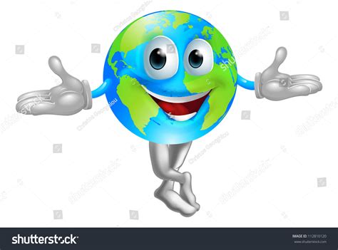 A Cute Cartoon Illustration Of A Globe World Mascot Man 112810120 Shutterstock