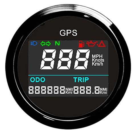 GPS Speedometer Odometer 52mm Digital Waterproof Adjustable Speed