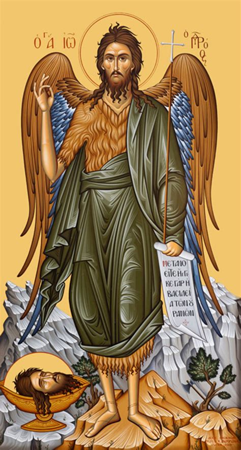 Icon Of St John The Baptist Greek 20th C 1jb09 Uncut