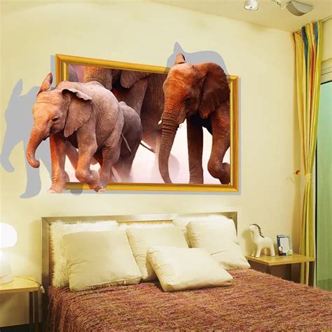 3d Elephant Wall Stickers Wall Bedroom Living Room Home Decor On The