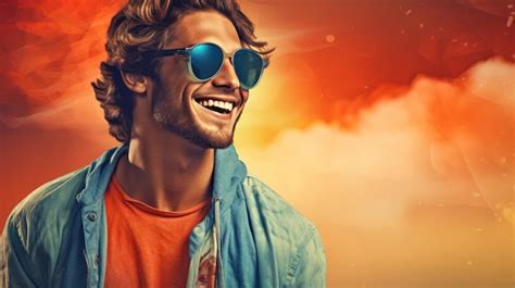 Premium Ai Image Young Handsome Man Wearing Sunglasses Smile