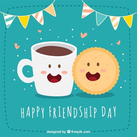 Día de la amistad 2021 jul 30. Fondo de feliz día de la amistad con galleta y café ...