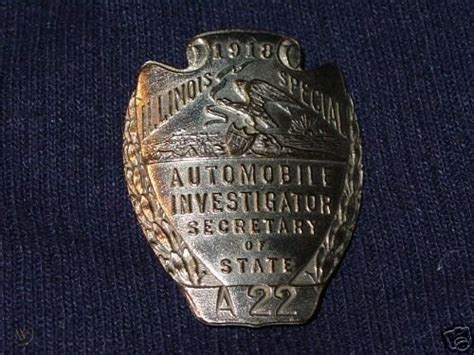 Il Illinois Secretary Of State Police 1918 Badge Shield 35781651