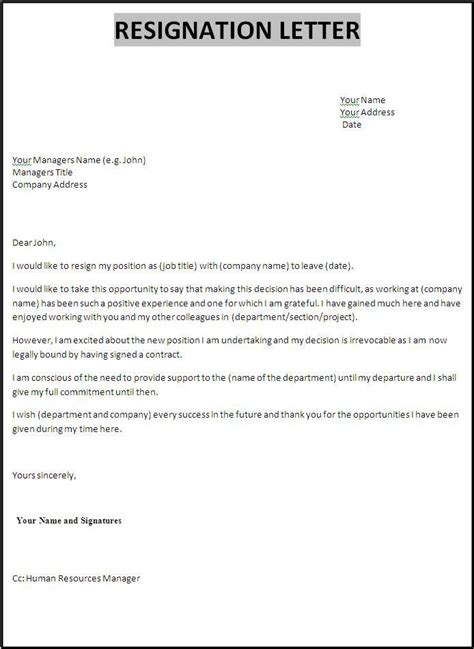 Resignation Letter Format Thankyou Letter