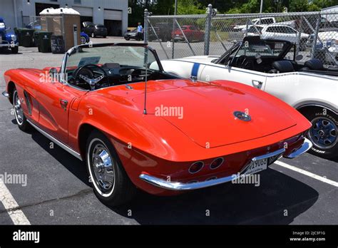 A Red 1962 Chevrolet Corvette On Display At A Car Show Stock Photo Alamy