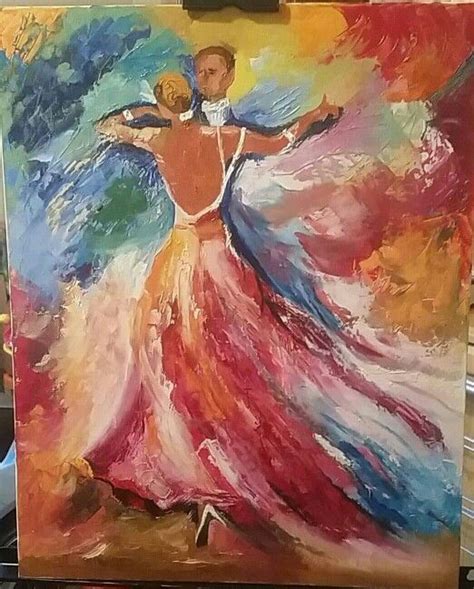 Abstract Oil Painting Of Dancers On Canvas Board First Time Using Oil