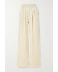 Anine Bing Carrie Pleated Silk Charmeuse Straight Leg Pants In Black Lyst
