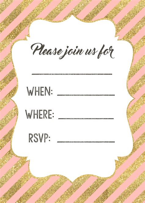 Pink And Gold Invitations Free Printable Paper Trail Design