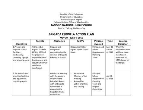 Brigada Eskwela Action Plan