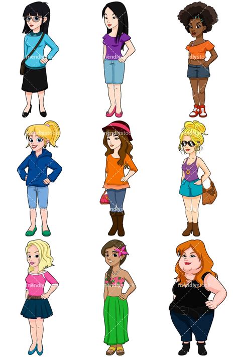 Young Women Cartoon Vector Clipart Friendlystock