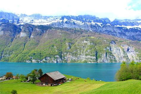 Walensee Lake View Switzerland Stock Image Image Of Panorama Farm