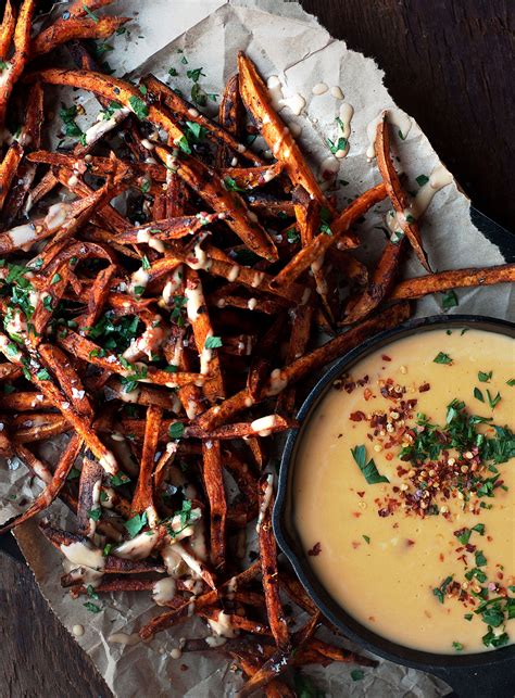 Although they offer more nutrients than fries made from white potatoes, they're still high in fat. Sweet Potato Fries with Pumpkin Beer Cheese Sauce | Recipe ...