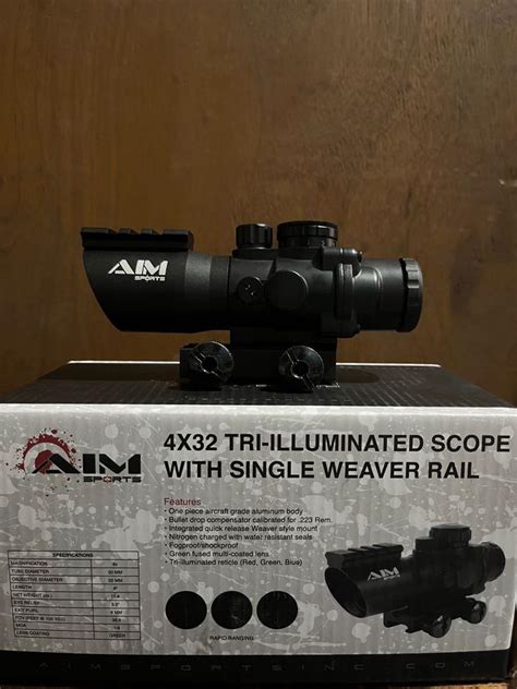 Aim Sports 4x32 Tri Illuminated Scope With Single Weaver Rail Sports