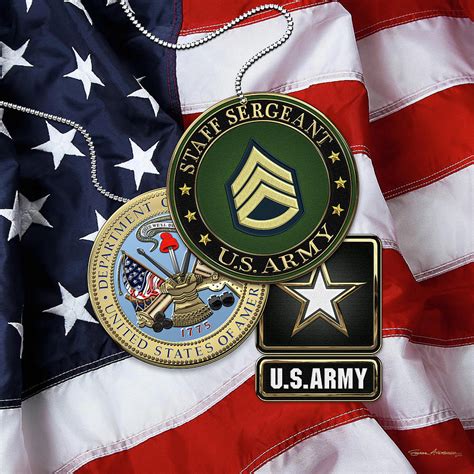 U S Army Staff Sergeant S S G Rank Insignia With Army