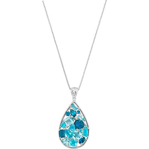 Sterling Silver Blue Topaz London Blue Topaz Teardrop Pendant