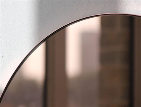 Orbis Rose Gold Tinted Contemporary Round Mirror With Copper Frame Medium For Sale At 1stdibs