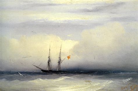 A Ship In Stormy Seas Painting By Ivan Konstantinovich Aivazovsky