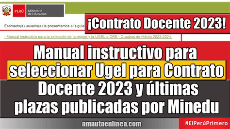 Manual Instructivo Para Seleccionar Ugel Contrato Docente 2023 Y