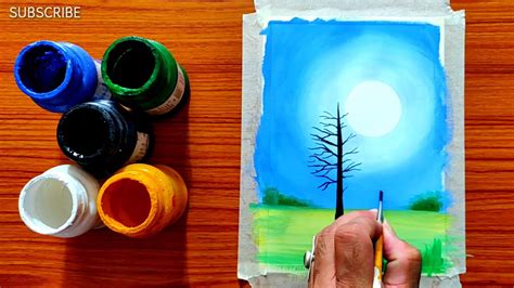 Easy Scenery Painting Ideas For Beginners How To Blend Poster Colours